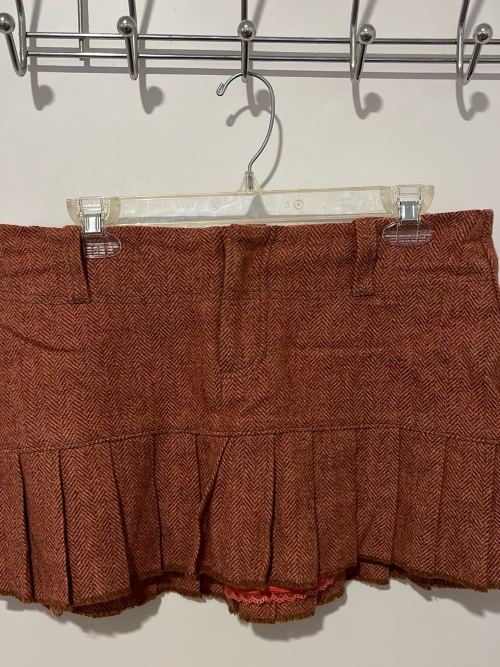 Vintage Y2K Abercrombie & Fitch Wool Silk Blend Herringbone Pleated Mini Skirt